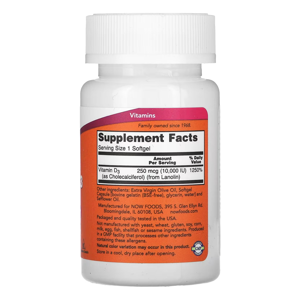 Vitamin D3 10000iu High Potency Now 120 Softgels