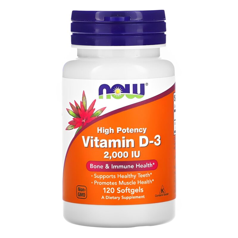 Vitamin D3 2000 iu High Potency Now Foods 120 Softgels