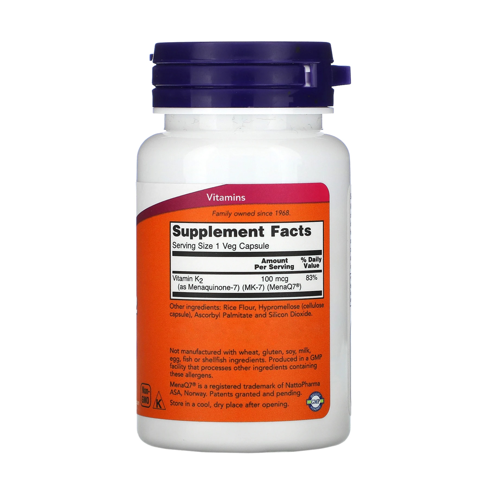 Now Foods MK-7 Vitamin K-2 100mcg 60caps Veg