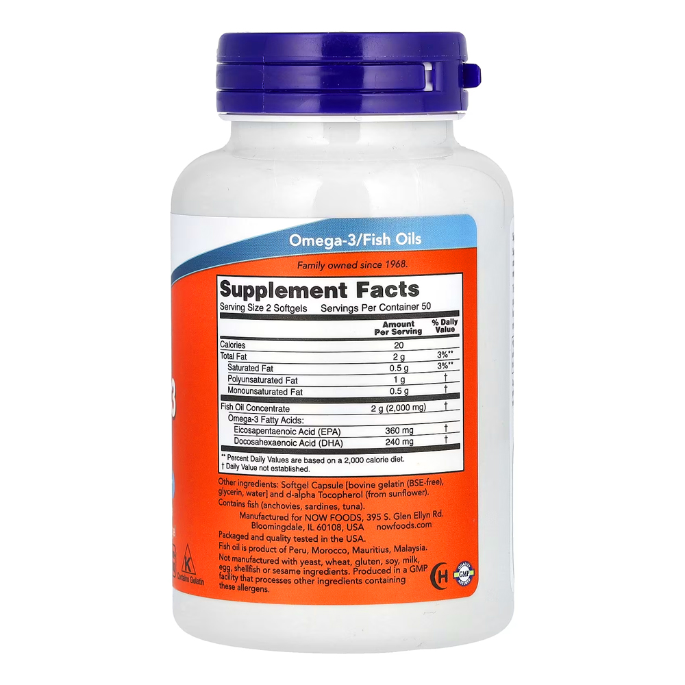 Omega-3 molecularly distilled now foods 100softgels