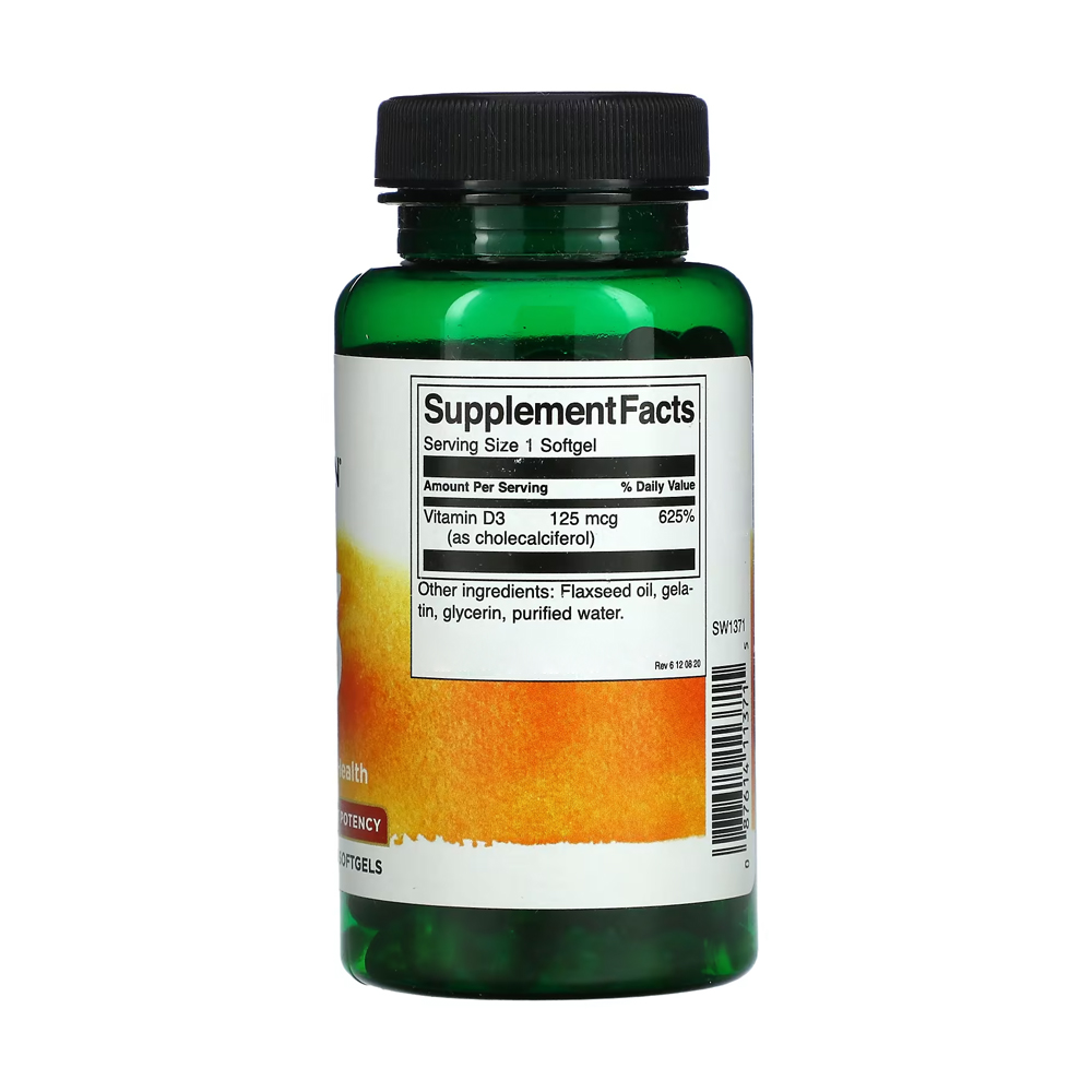 Vitamin D3 5000 IU Swanson 250 Softgels supplement