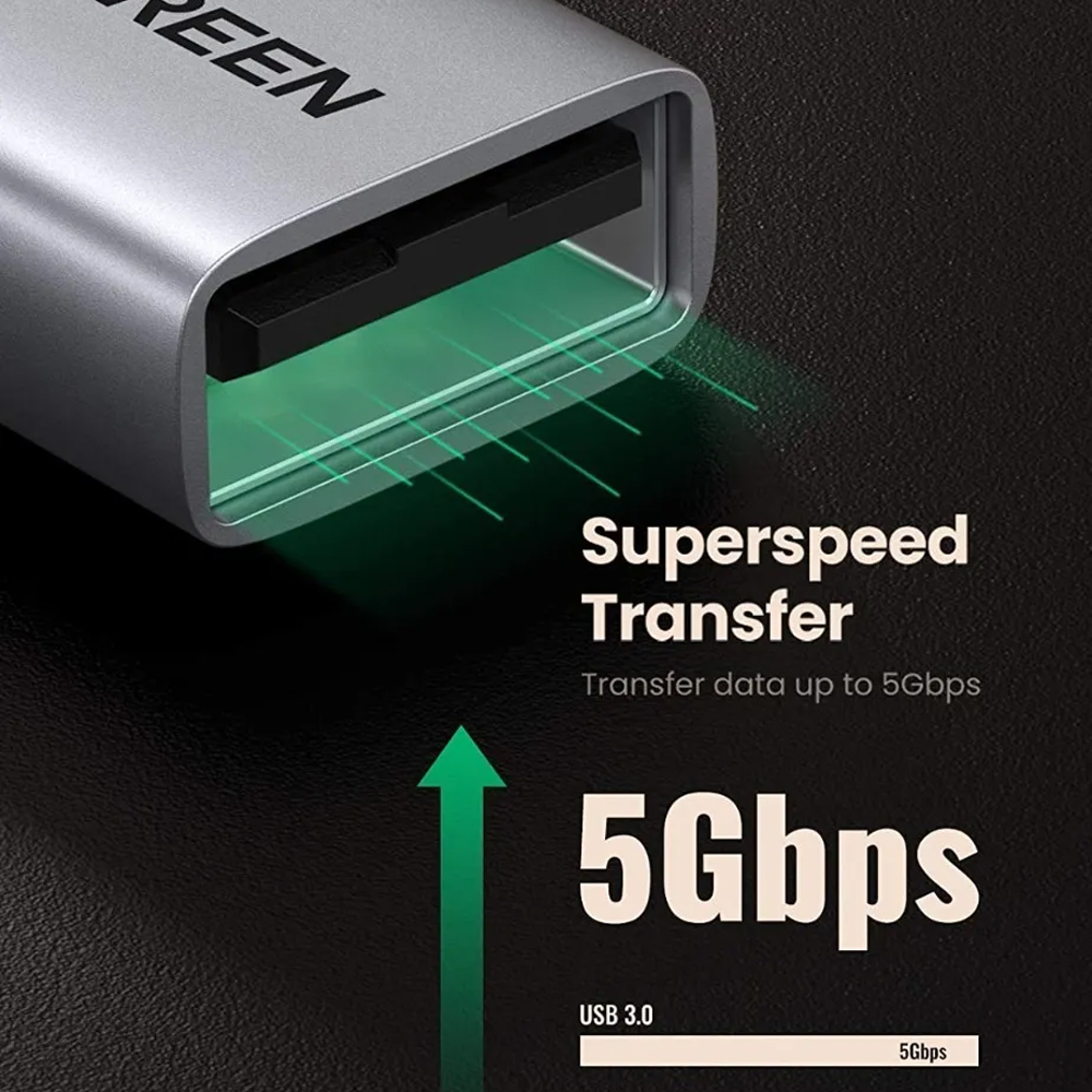 Ugreen adapter USB type Male for USB 3.0 female gray