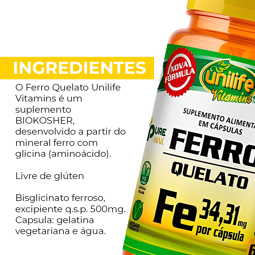 Chelate iron 500mg unilife 60 capsules