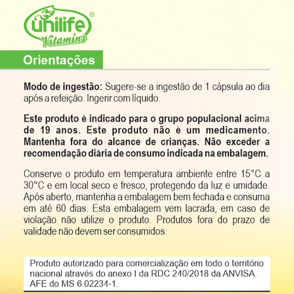 Vitamin B1 Thiamine 500mg Unilife 60 capsules