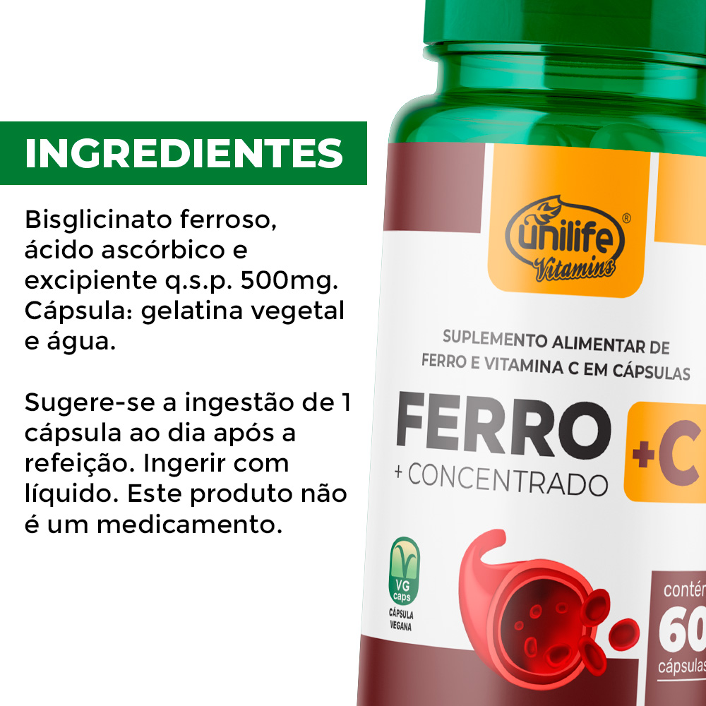 Iron + vitamin C unilife 60 capsules