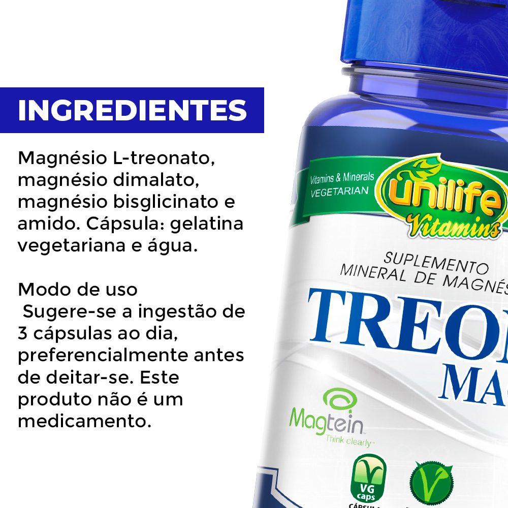 Treon Mag Magnesium Unilife Treonate 60 Capsules