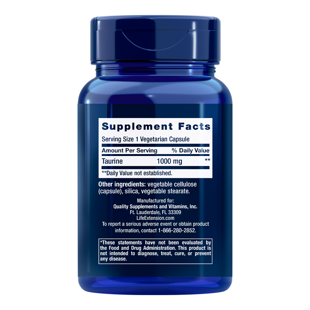 Taurine 1000mg Life Extension 90 Imported Capsules