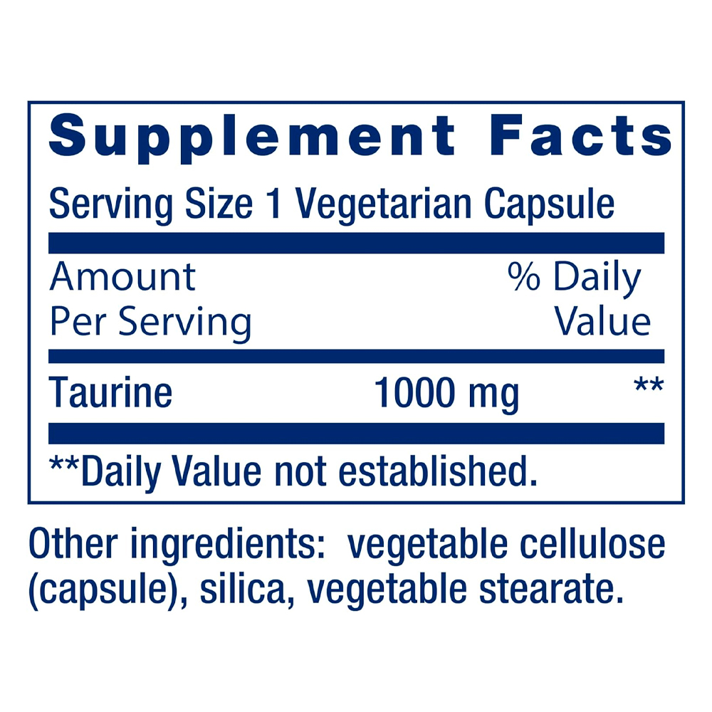 Taurine 1000mg Life Extension 90 Imported Capsules