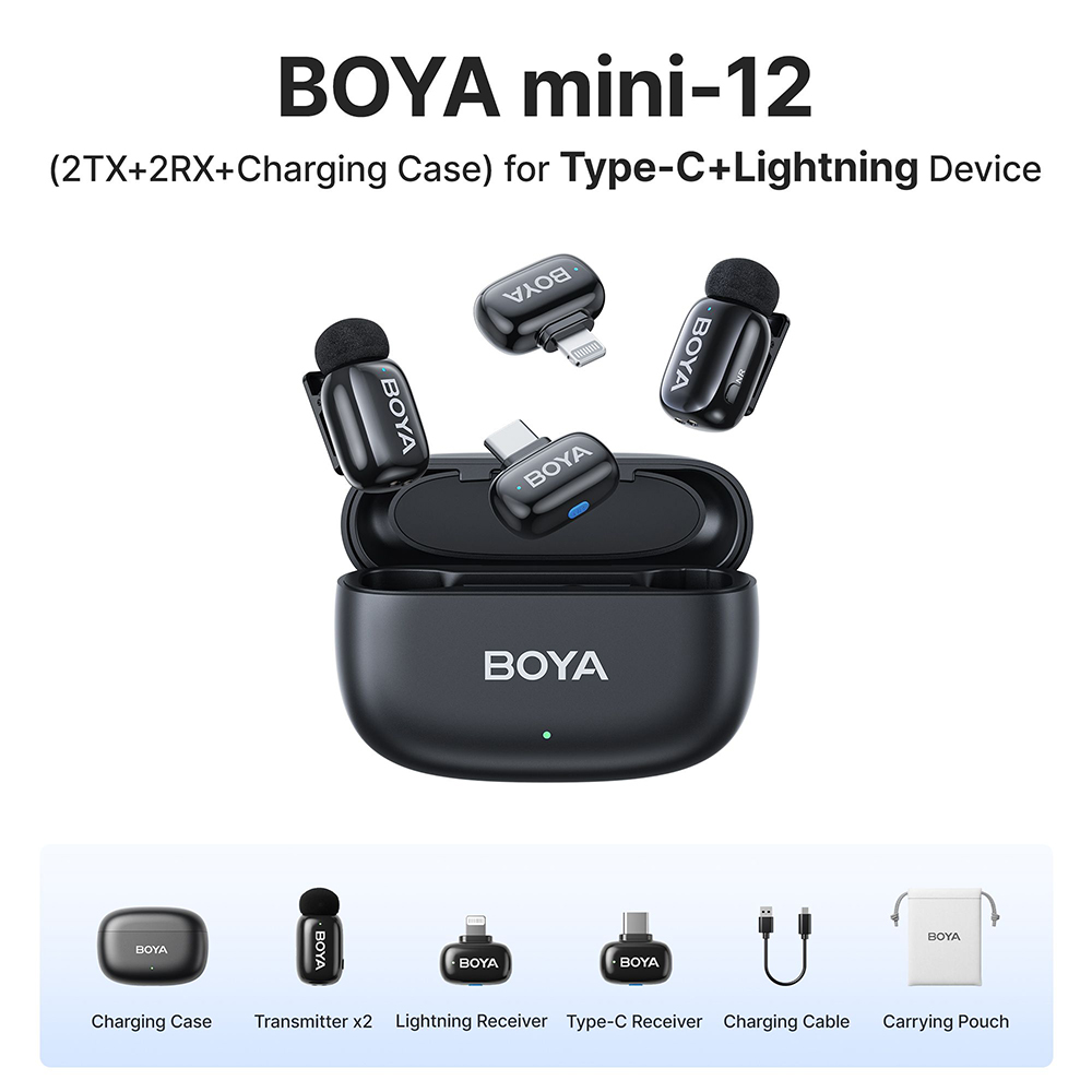 BOYA MINI-12 Wireless Microphone Android/IOS Black